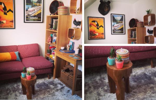 My Pell�va couch: Good quality fabric and very comfortable sitting, decorated with the Mathis tricolor cushion. The Runk� table is very heavy and very convenient for a small space like mine.