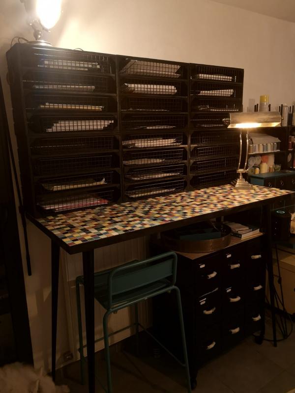 Lampe de bureau en métal argenté