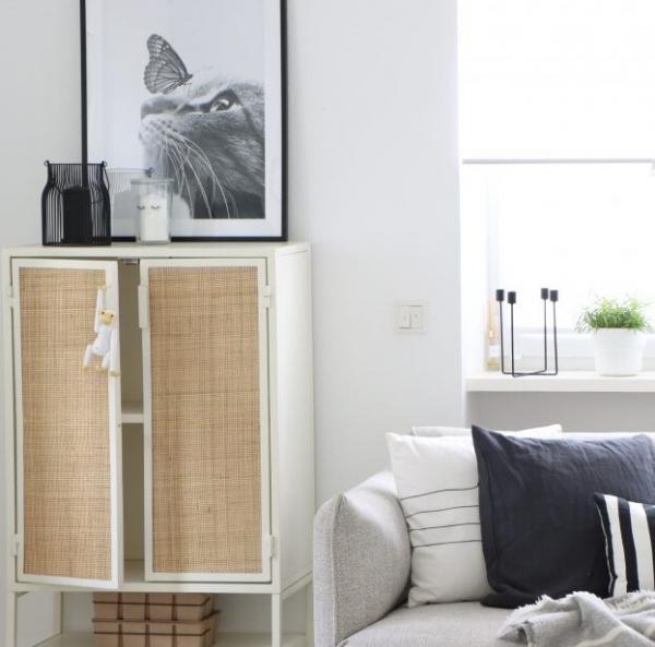 Armoire en métal et cannage