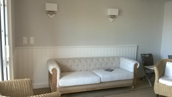 Grand canapé chesterfield lin et coton amande