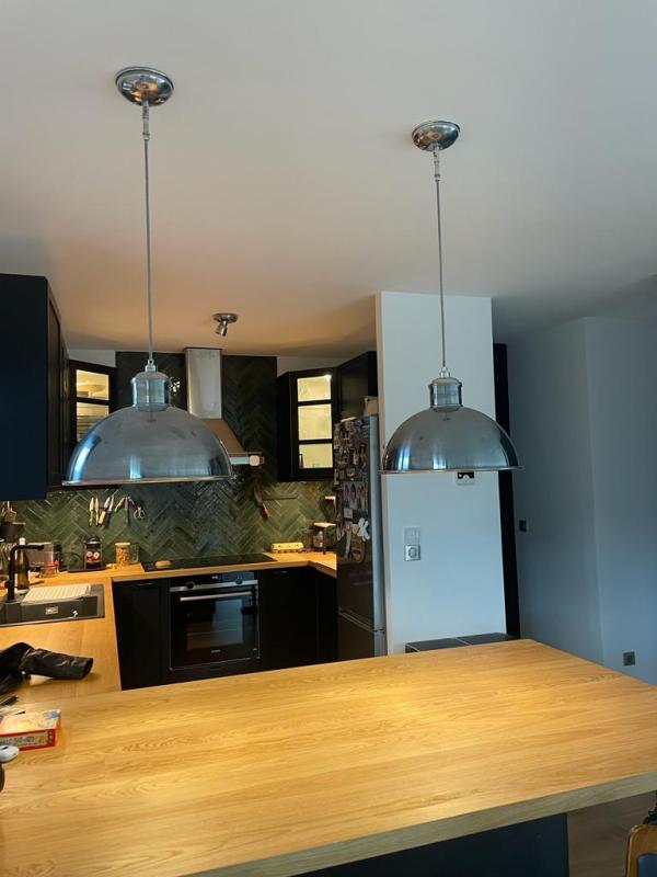 Magnificent Banker pendant lights above my kitchen bar, I'm delighted with the result! PIB products are always of such high quality!
