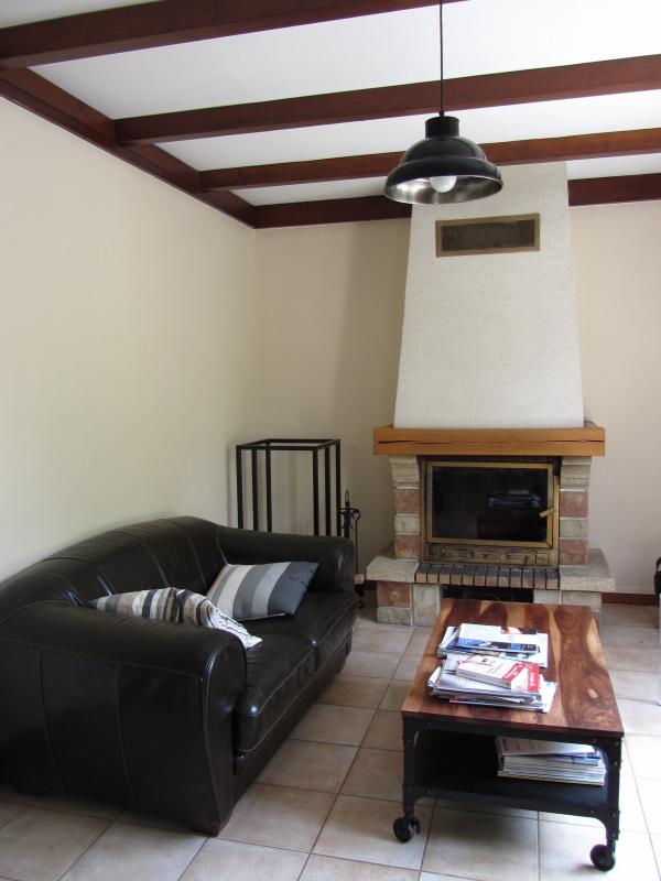 Le plafonnier d'atelier habille parfaitement mon coin salon