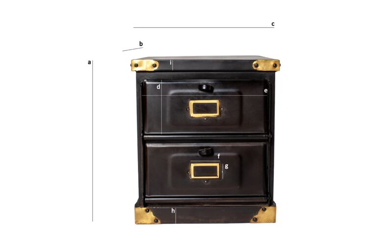 Product Dimensions 2-flap metal bedside table Boston