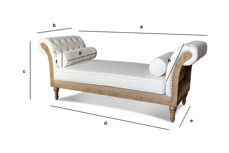 Product Dimensions Ecru linen and cotton 2-seater bench Montaigu