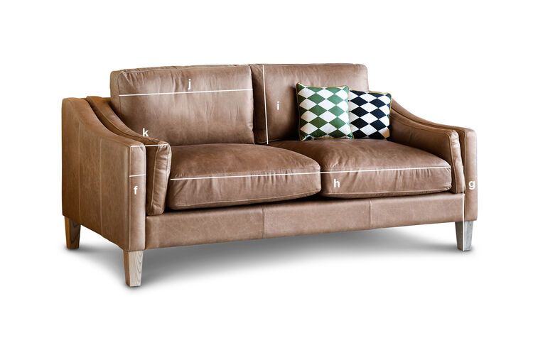 Product Dimensions 2-seater sofa Heidsieck cinnamon