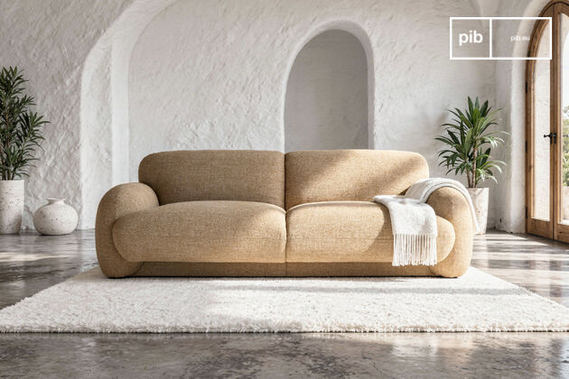 2-seater sofa in camel textured fabric Yuma