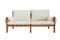 Miniature 2-seater sofa in oak and cream fabric Alba Clipped