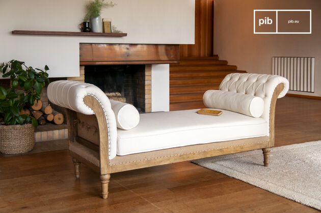 2-Sitzer Bank aus ecrufarbenem Leinen und Baumwolle Montaigu