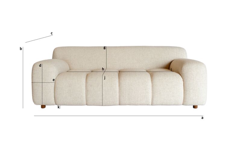 Produktdimensionen 2-Sitzer-Sofa aus cremefarbenem Stoff Atoll