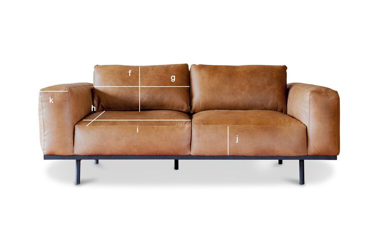 Produktdimensionen 2-Sitzer Sofa aus Havanna-Leder Almond