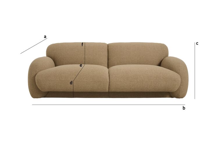 Produktdimensionen 2-Sitzer-Sofa in camelfarbenem Strukturstoff Yuma