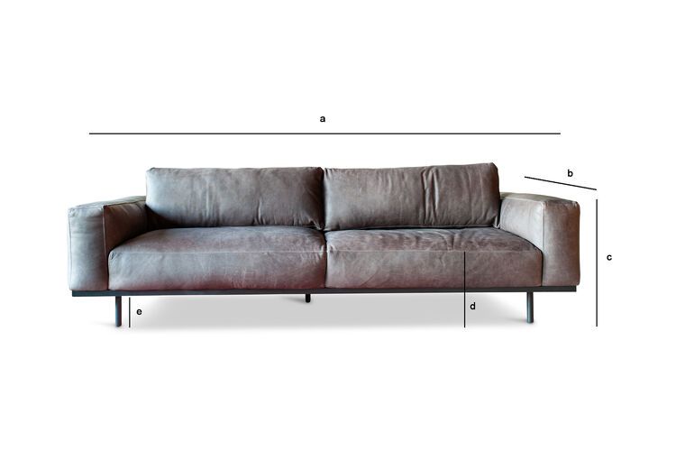 Product Dimensions Three-seater sofa in grey leather Almond