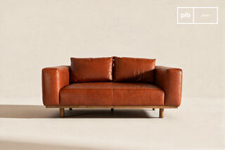 3-seater sofa in cognac leather and oak Andersen