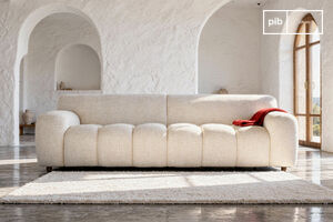 3-seater sofa in cream fabric Atoll