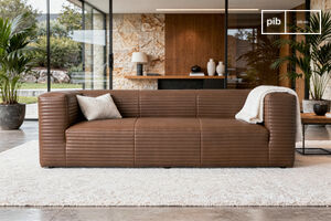 3-seater sofa in full-grain hazelnut leather Monza