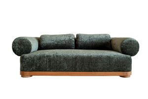 3-seater sofa in green velvet Dune
