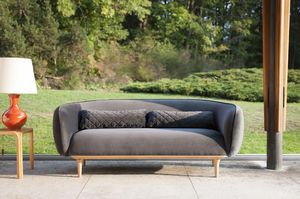 Round 3-seater gray velvet sofa Olson