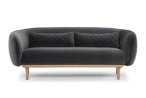 Round 3-seater gray velvet sofa Olson