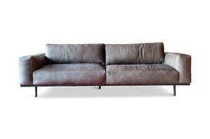 Dreisitzer Sofa aus grauem Leder Almond