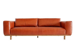 3-Sitzer-Sofa aus cognacfarbenem Leder und Eiche Andersen