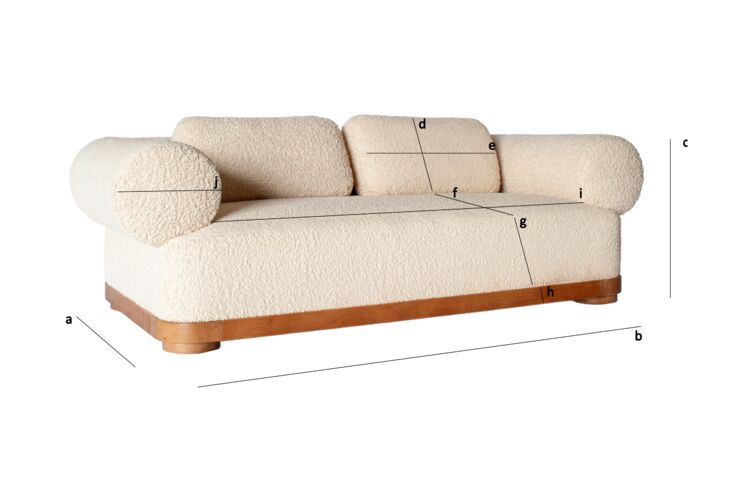 Produktdimensionen 3-Sitzer-Sofa aus cremefarbenem Bouclé-Stoff Dune