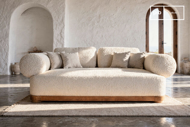 3-Sitzer-Sofa aus cremefarbenem Bouclé-Stoff Dune
