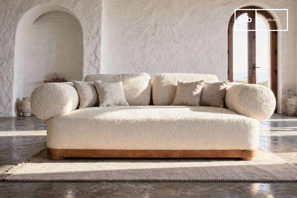 3-Sitzer-Sofa aus cremefarbenem Bouclé-Stoff Dune