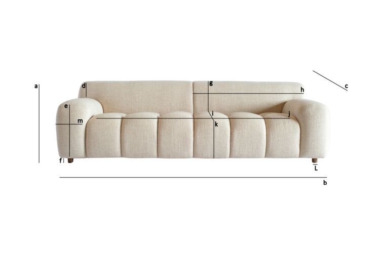 Produktdimensionen 3-Sitzer-Sofa aus cremefarbenem Stoff Atoll