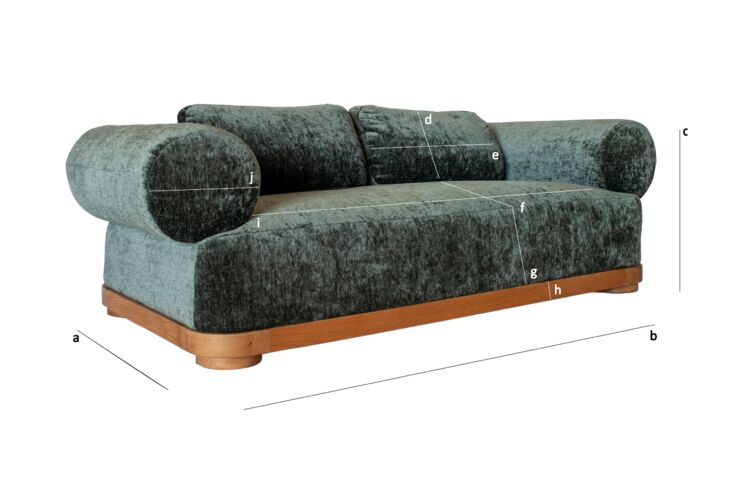 Produktdimensionen 3-Sitzer-Sofa aus grünem Samt Dune