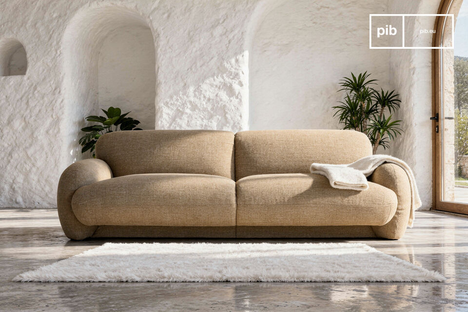 3-Sitzer-Sofa in camelfarbenem Strukturstoff Yuma