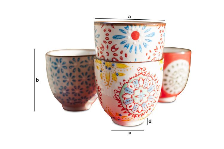 Produktdimensionen Set aus 4 bunten Espressotassen Tzigane