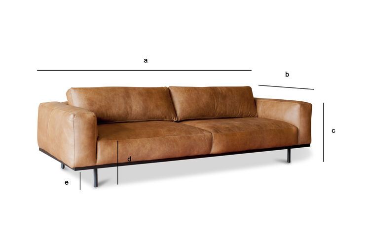 Product Dimensions 3-seater Havana leather sofa Almond