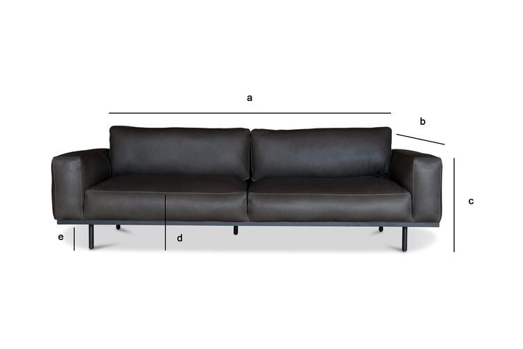 Product Dimensions Almond 3-seater sofa in graphite leather