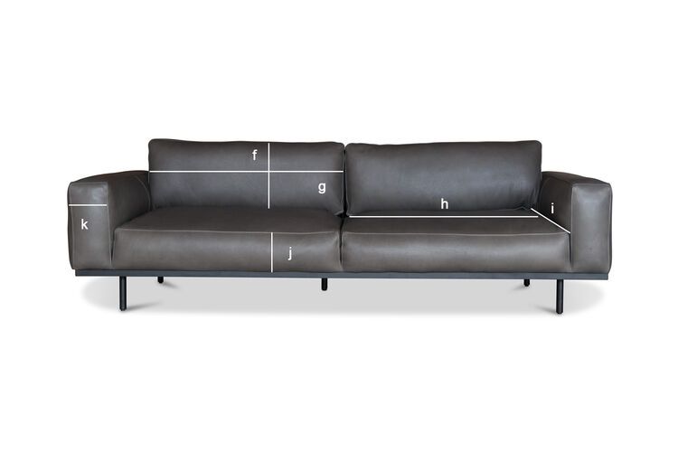 Product Dimensions Almond 3-seater sofa in grey leather