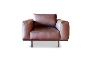 Grey leather armchair Almond