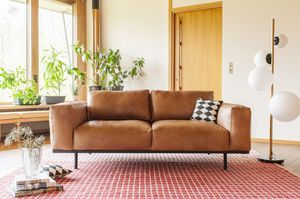 2-seater Havana leather sofa Almond