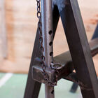 Metal trestles with adjustable height.