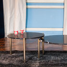 His three straight golden legs contrast wonderfully with the chromatic depth of the round black