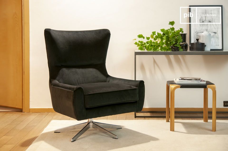 Anthracite velvet swivel armchair Balmat