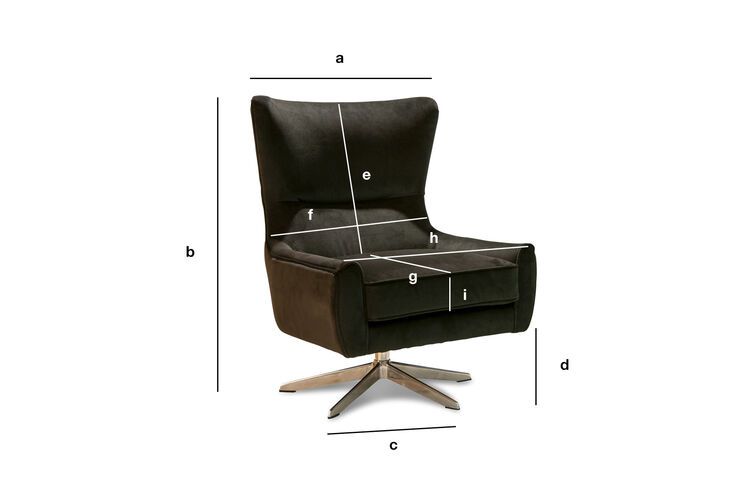 Product Dimensions Anthracite velvet swivel armchair Balmat