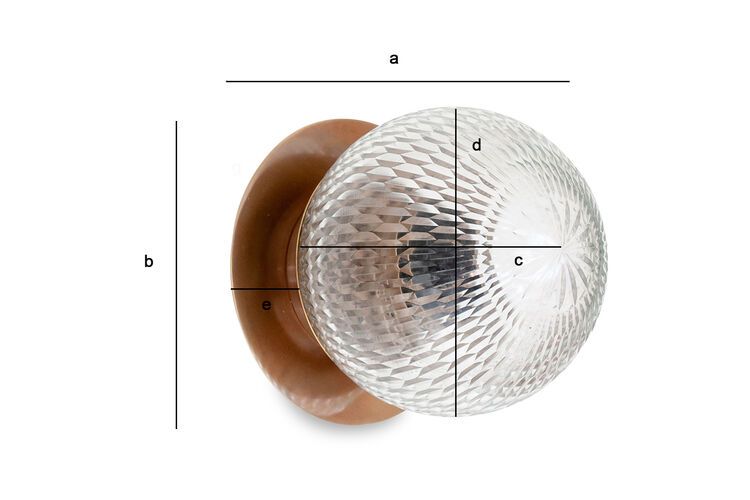 Dimensiones del producto Aplique de pared de vidrio y latón dorado hermético Mund