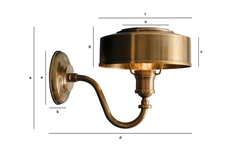 Dimensions du produit Applique en laiton doré  Amber