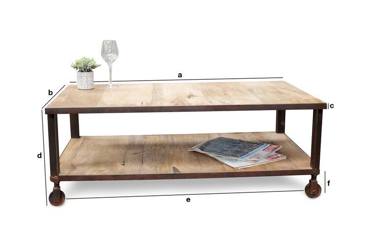 Productafmetingen Houten salontafel met 2 niveaus Aristodes
