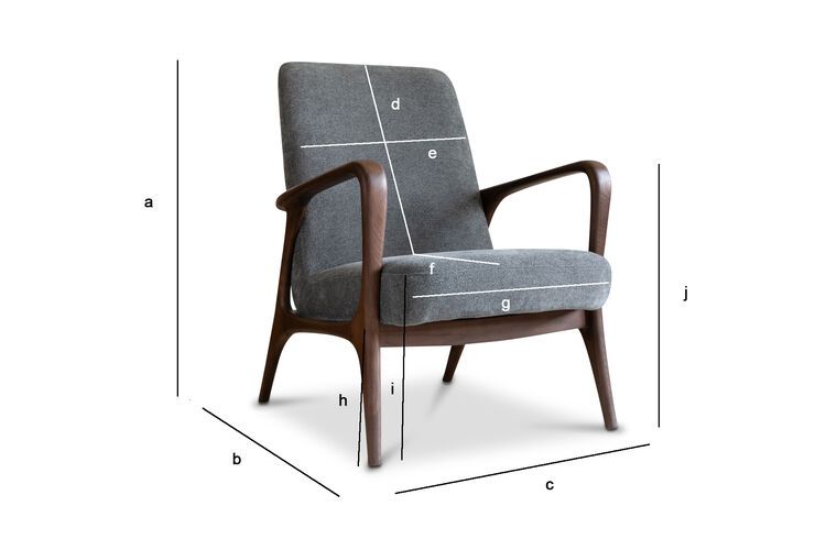 Product Dimensions Dark solid ash armchair with gray fabric Eon