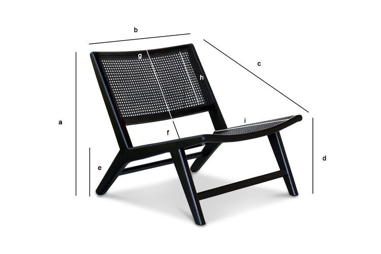 Product Dimensions Black cane armchair Thisted