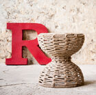 Elegant small seat made of jute rope.