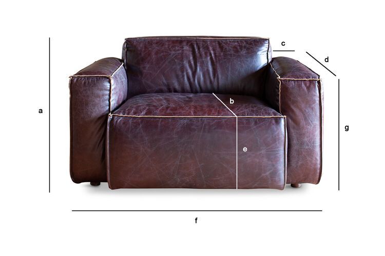 Productafmetingen Bordeauxrood  leren fauteuil Atsullivan