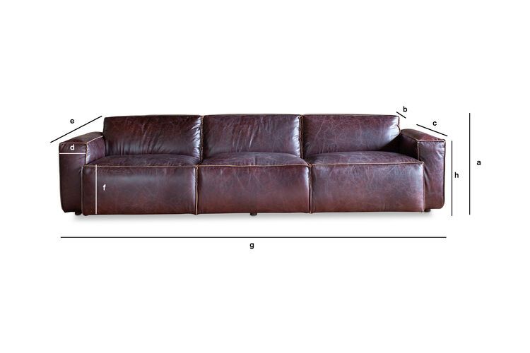 Produktdimensionen Dreisitzer Sofa aus burgund-Leder Atsullivan
