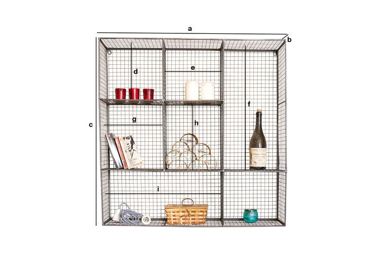 Produktdimensionen Graues Metall-Wand-Bücherregal Harlem