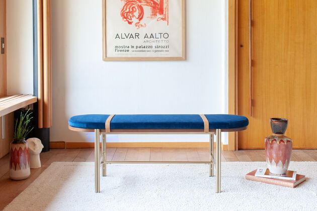 Banc en velours bleu Aurora